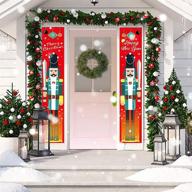 🎅 enhance your christmas decor with enerbridge life size nutcracker soldier porch signs & banners - indoor outdoor xmas home, garden, front door & yard accent - perfect for kids parties! logo