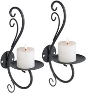 rustic black candle sconces: decorative metal candle holder set of 2 for living room, farmhouse, fireplace, wedding décor logo