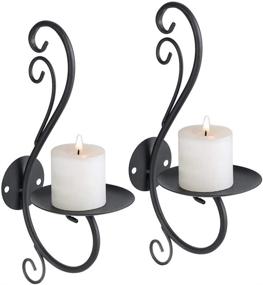 img 4 attached to Rustic Black Candle Sconces: Decorative Metal Candle Holder Set of 2 for Living Room, Farmhouse, Fireplace, Wedding Décor