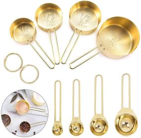 img 4 attached to 🥄 Globalstore Measuring Spoons and Cups Set - 8 Piece Stainless Steel Measure Cup Set with Engraved Marking Ruler - Stackable Measuring Cups for Dry and Liquid Ingredients