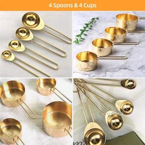 img 3 attached to 🥄 Globalstore Measuring Spoons and Cups Set - 8 Piece Stainless Steel Measure Cup Set with Engraved Marking Ruler - Stackable Measuring Cups for Dry and Liquid Ingredients