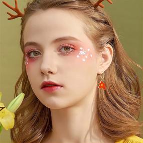 img 2 attached to 🌈 Colorful Y2K Enamel Huggie Hoop Earrings Set for Women and Girls, 9 Pairs of Cute Small Earrings with Heart, Butterfly, and Flower Charms, Trendy Gold Hypoallergenic Dangle Hoops, Aesthetic Earrings Pack