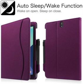 img 1 attached to 📱 Fintie Case for Samsung Galaxy Tab S3 9.7: Corner Protection Stand Cover with S Pen Holder, Purple