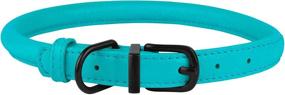 img 1 attached to 🐶 BRONZEDOG Soft Round Rolled Leather Dog Collar - Ideal for Small Medium Large Dogs, Cats, Puppies & Kittens - Colors: Black, Blue, Pink, Green, Yellow, Grey