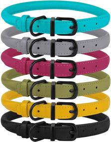 img 4 attached to 🐶 BRONZEDOG Soft Round Rolled Leather Dog Collar - Ideal for Small Medium Large Dogs, Cats, Puppies & Kittens - Colors: Black, Blue, Pink, Green, Yellow, Grey