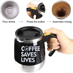 img 3 attached to ☕️ BINE Self Stirring Mug - Auto Mixing Stainless Steel Cup for Coffee, Tea, Hot Chocolate, and Milk - Ideal for Office, Kitchen, Travel, and Home Use - 450ml/14oz