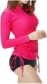 img 1 attached to Stay Protected and Stylish with Women's UPF 50+ Long Sleeve Wetsuit Swimsuit Zip Top