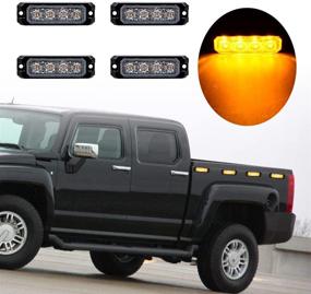 img 3 attached to 🚨 Synchronized Emergency Strobe Light Head for Car and Truck - Surface Mount, 20W 4-LED, 12V-24V (Amber, Pack of 4)
