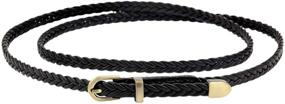 img 2 attached to Ayliss Women's Braided Belt in PU Leather – Stylish 👗 Skinny Woven Belt for Jeans Pants and Thin Dresses with Pin Buckle