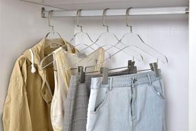 img 1 attached to 👗 4-Pack Clear Acrylic Skirt Pant Hangers with Clips - Stylish Clothes Hanger with Silver Hooks - Closet Organizer for Dress and Suit - Adult Hangers for Better Organization - Silver Hook (4)