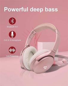 img 2 attached to 🎧 INFURTURE наушники с активным шумоподавлением Rose Gold: беспроводные Bluetooth, глубокий бас, память пены, время воспроизведения 40 часов - идеально подходят для просмотра телевизора, путешествий и домашнего офиса.