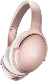 img 4 attached to 🎧 INFURTURE наушники с активным шумоподавлением Rose Gold: беспроводные Bluetooth, глубокий бас, память пены, время воспроизведения 40 часов - идеально подходят для просмотра телевизора, путешествий и домашнего офиса.