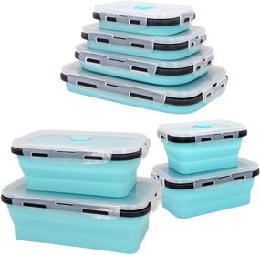 img 4 attached to 🍱 BPA Free Plastic Food Storage Containers with Silicone Lids - Collapsible Lunch Box, Airtight Vacuum Seal - Freezer and Microwave Safe for Leftovers and Fruits - RV Organization and Storage (4PC)