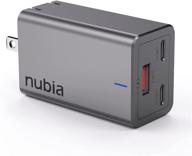 🔌 nubia 3-port 65w wall charger: usb-c gan fast charger, pd 3.0 type c adapter for iphone, ipad, macbook, magsafe, samsung & more logo