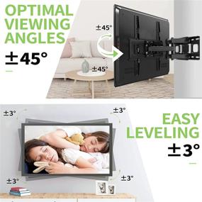 img 3 attached to Height Adjustable Full Motion TV Wall Mount Swivel, Tilt, and Extension - JUSTSTONE TV 📺 Bracket for 28-65 Inch Flat & Curved TVs. Holds up to 121 lbs, Max VESA 400X400mm