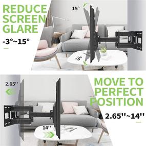 img 2 attached to Height Adjustable Full Motion TV Wall Mount Swivel, Tilt, and Extension - JUSTSTONE TV 📺 Bracket for 28-65 Inch Flat & Curved TVs. Holds up to 121 lbs, Max VESA 400X400mm