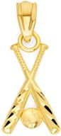 🔥 10k solid real gold dainty baseball bat and ball pendant: a must-have charm for sports fans and fashionable softball major league enthusiasts! logo