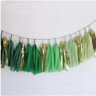 🎉 enhance your celebration with 15-piece diy tissue paper tassel party decoration set - perfect for birthdays, showers, weddings - gm-gold and green logo