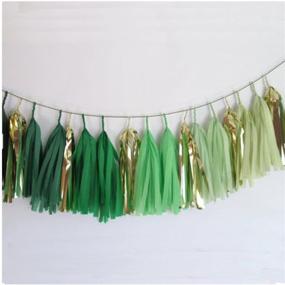 img 4 attached to 🎉 Enhance Your Celebration with 15-Piece DIY Tissue Paper Tassel Party Decoration Set - Perfect for Birthdays, Showers, Weddings - GM-Gold and Green