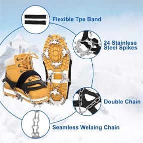 img 1 attached to EIVOTOR 24-Spike Walk Traction Ice Cleat Crampons: Upgraded Snow Grips for Footwear, Perfect for Walking, Jogging, Climbing, Hiking on Snow and Ice