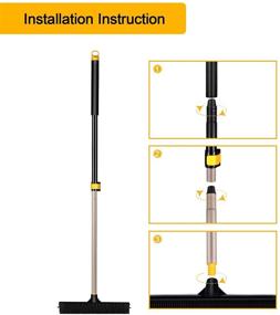 img 2 attached to 🧹 Yocada Rubber Broom: Pet Hair and Fur Removal with Soft Bristles, Squeegee, and Telescoping Pole 42-53 Inch - Ideal for Sweeping Hardwood Floors, Tiles, Bathrooms, Living Rooms, and Kitchens