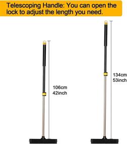 img 3 attached to 🧹 Yocada Rubber Broom: Pet Hair and Fur Removal with Soft Bristles, Squeegee, and Telescoping Pole 42-53 Inch - Ideal for Sweeping Hardwood Floors, Tiles, Bathrooms, Living Rooms, and Kitchens