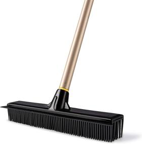 img 4 attached to 🧹 Yocada Rubber Broom: Pet Hair and Fur Removal with Soft Bristles, Squeegee, and Telescoping Pole 42-53 Inch - Ideal for Sweeping Hardwood Floors, Tiles, Bathrooms, Living Rooms, and Kitchens