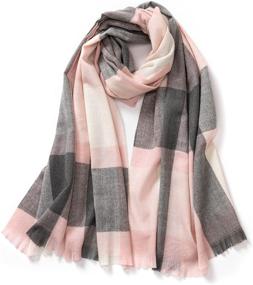 img 4 attached to 🧣 Lindoro Women's Cashmere Scarf: Elegant and Timeless Checked Design