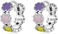 mowimo 925 sterling silver girls' hoop earrings colorful flower design women's earrings, hypoallergenic with 18k gold plating - ideal for women's fashion, birthday, valentine's day, and christmas gifts logo