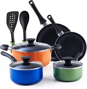 img 4 attached to 🍳 Stay Cool with Cook N Home: Multicolor 10-Piece Nonstick Cookware Set