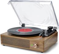 vintage vinyl record players | 3 speed belt driven turntables with built-in 🎶 stereo speakers | retro players supporting wireless, aux-in, headphone, rca, and auto-stop for music enthusiasts logo