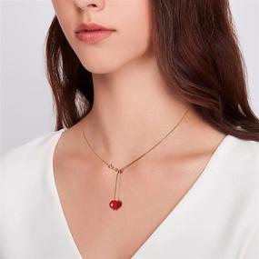 img 3 attached to Carnelian Crystal Pendant Chain Necklace: 18K Gold Plated Healing RAW Red Agate Necklaces Set Adjustable Chain Dainty Jewelry Gift for Women Girls (Red Carnelian Necklace)