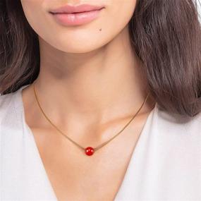 img 2 attached to Carnelian Crystal Pendant Chain Necklace: 18K Gold Plated Healing RAW Red Agate Necklaces Set Adjustable Chain Dainty Jewelry Gift for Women Girls (Red Carnelian Necklace)