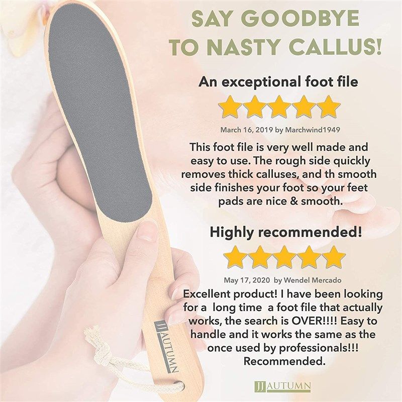 JJ autumn Professional Spa Quality Foot Rasp/Callus Remover Double Sided  Wood Foot File For Pedicure