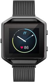 img 4 attached to 🔲Yutior Стальная заменяемая магнитная браслетка с оправой для Blaze Smart Watch - Идеально подходит для женщин и мужчин - Совместима с металлическими браслетками - Доступна в цвете шампанское золото, черный, серебряный, разноцветный и розовое золото.