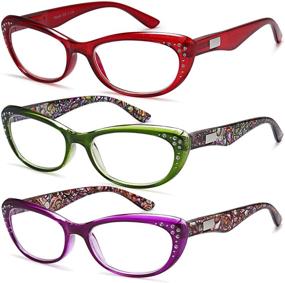 img 3 attached to 👓 EYEURL Women's Cat Eye Reading Glasses 3-Pack - Blue Light Blocking, Spring Hinge, Flexible, Anti Eyestrain, UV Protection - 1.25x Strength