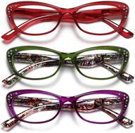 👓 eyeurl women's cat eye reading glasses 3-pack - blue light blocking, spring hinge, flexible, anti eyestrain, uv protection - 1.25x strength logo