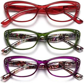 img 4 attached to 👓 EYEURL Women's Cat Eye Reading Glasses 3-Pack - Blue Light Blocking, Spring Hinge, Flexible, Anti Eyestrain, UV Protection - 1.25x Strength