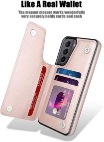 img 2 attached to 🌸 Stylish MMHUO Samsung Galaxy S21 5G Case with Card Holder & Magnetic Flower Design – Wallet & Protective Phone Case for Women in Rose Gold