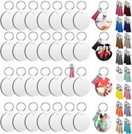 🔑 complete 128-piece keychain making kit with sublimation wooden blanks, rings, tassels, and more - perfect for crafting unique round ornament keychains logo