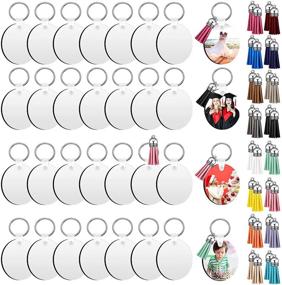 img 4 attached to 🔑 Complete 128-Piece Keychain Making Kit with Sublimation Wooden Blanks, Rings, Tassels, and More - Perfect for Crafting Unique Round Ornament Keychains