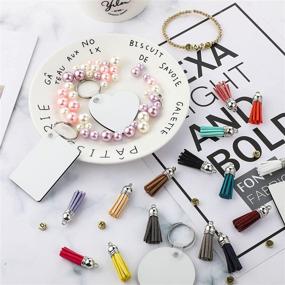 img 2 attached to 🔑 Complete 128-Piece Keychain Making Kit with Sublimation Wooden Blanks, Rings, Tassels, and More - Perfect for Crafting Unique Round Ornament Keychains
