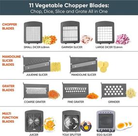 img 3 attached to 🥕 RüK 22-in-1 Vegetable Chopper Slicer: Multi Purpose Mandoline with 11 Blades, Lemon Squeezer, Recipe, Egg Separator & Container