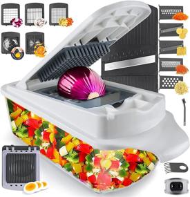 img 4 attached to 🥕 RüK 22-in-1 Vegetable Chopper Slicer: Multi Purpose Mandoline with 11 Blades, Lemon Squeezer, Recipe, Egg Separator & Container