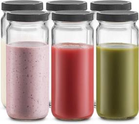 img 4 attached to 🍹 6-Pack Mason Jar Glass Drinking Bottles with Airtight Lids - Ideal for Juicing, Smoothies, Kombucha, Tea, Milk, and Homemade Beverages