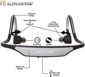 img 1 attached to 🎧 Alphasonik ASE300BT: Беспроводные спортивные наушники с микрофоном, защита от пота - IPX5, эргономичный дизайн для непревзойденного комфорта