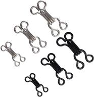 🧵 60 pairs sewing hooks and eyes closure for bra, clothing, trousers, and skirt sewing diy craft - set of 3 sizes in silver and black logo