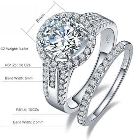 img 3 attached to 💍 BONLAVIE 3.45ct 925 Sterling Silver CZ Halo Anniversary Wedding Band Engagement Ring Bridal Set