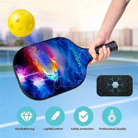 img 3 attached to 🏓 Set of 2 Lightweight Pickleball Paddles with Polypropylene Honeycomb Core, Fiberglass Surface, Soft Cushion Grip - Includes 4 Pickle Balls, 4 Shuttlecocks, and 1 Carry Bag