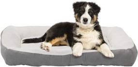 img 4 attached to 🐾 40 x 30 Plush Rectangle Low Bumper Pet Bed - Long Rich Design with Non-Slip Bottom, by Happycare Textiles